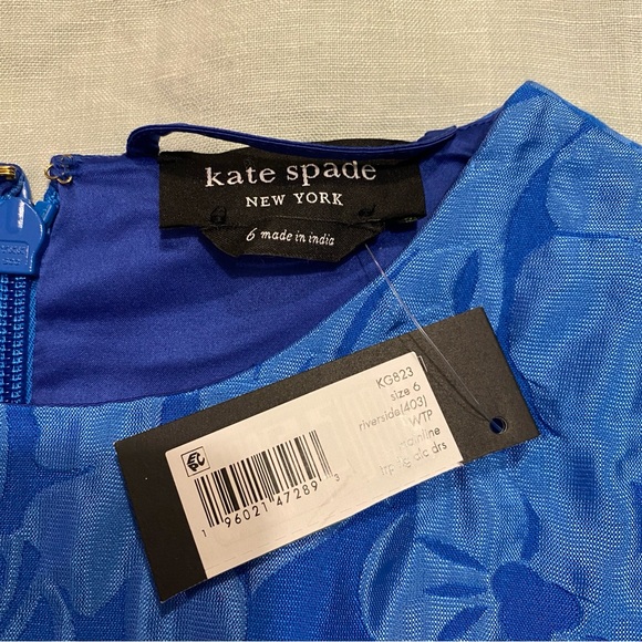 NWT Kate Spade tropical foliage blue sleeveless Alice dress - Picture 9 of 11